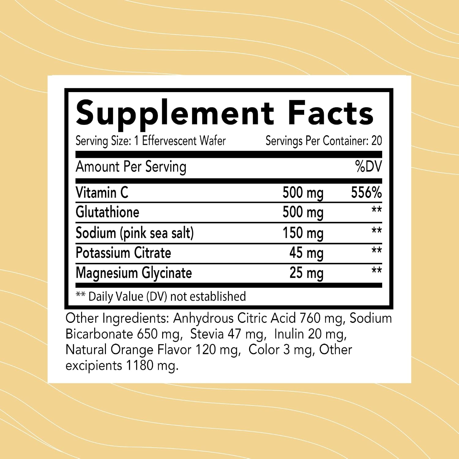 Essential Glutathione con Vitamina C y Electrolitos - 20 Wafers Efervescentes