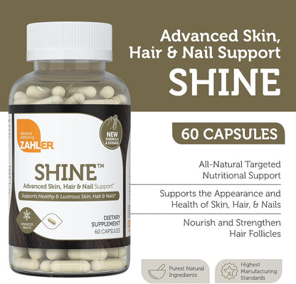 Zahler Shine – Suplemento para Cabello, Piel y Uñas con Biotina, Keratina y Ácido Hialurónico (60 Cápsulas) – Image 2