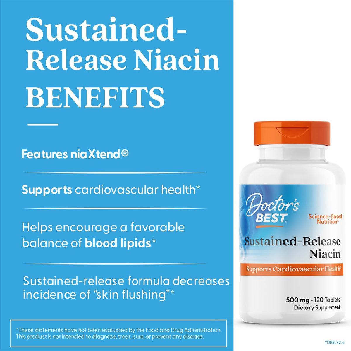 Doctor's Best Niacina 500 mg Liberación – El mantenimiento de la piel y las mucosas en condiciones normales. – Image 4