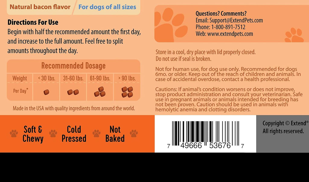 Extend® Probióticos para Perros – 100 Masticables Blandos con 15 Mil Millones UFC