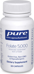 Pure Encapsulations - Folate 5,000 - Ácido Fólico Activado como 5-Metiltetrahidrofolato (5-MTHF) - 60 Cápsulas
