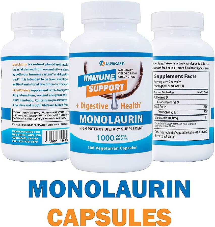 Lauricare Monolaurin 1000mg - 100 Cápsulas