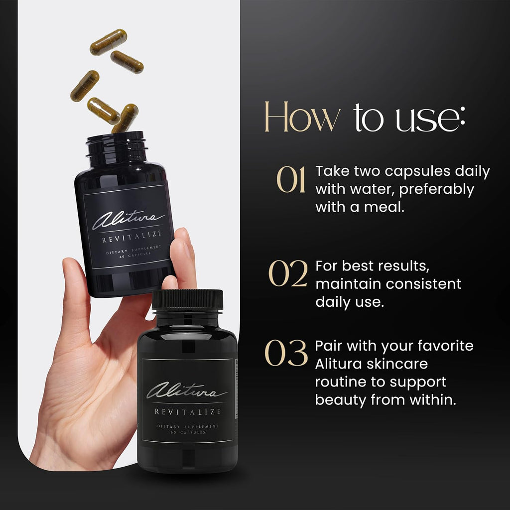 Alitura Revitalize - Suplemento Orgánico de Ashwagandha y Cúrcuma - Energía Natural, Estado de Ánimo y Recuperación para Hombres y Mujeres - 60 Cápsulas