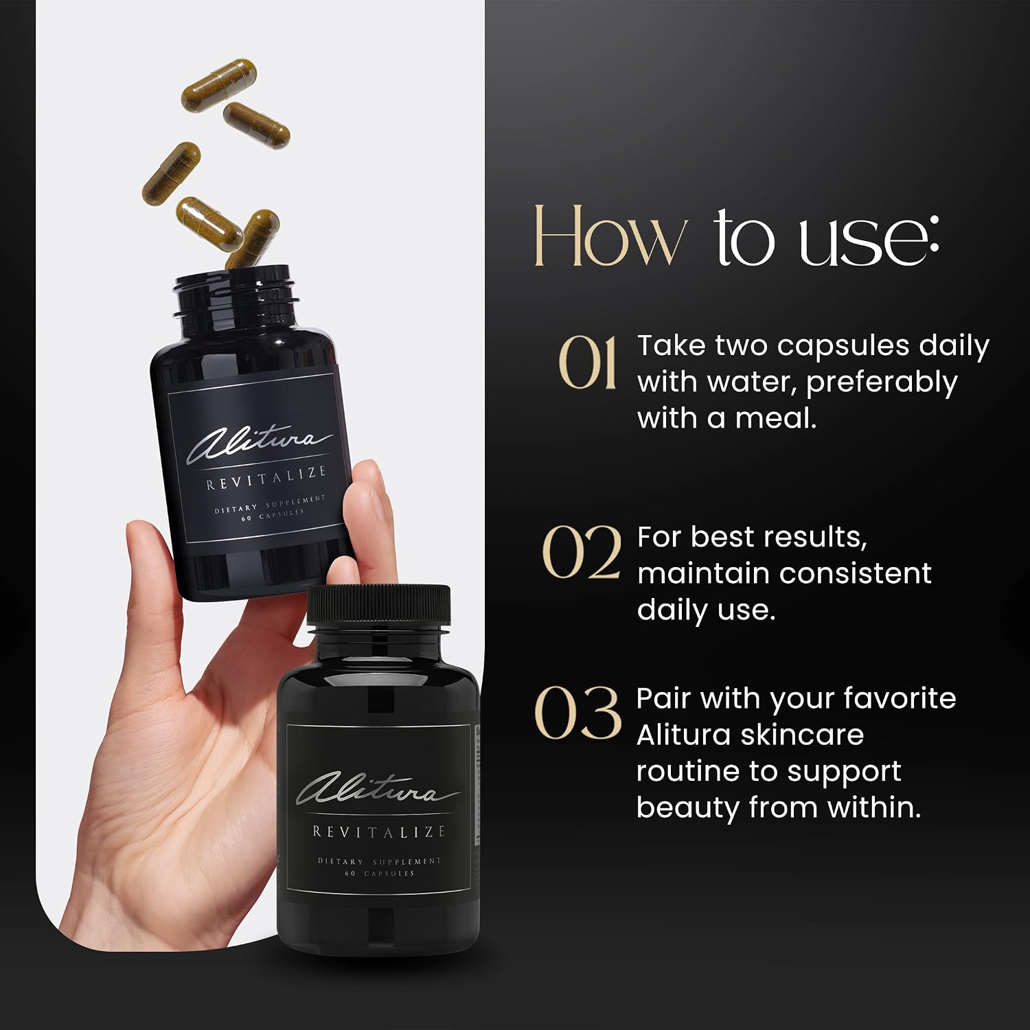 Alitura Revitalize - Suplemento Orgánico de Ashwagandha y Cúrcuma - Energía Natural, Estado de Ánimo y Recuperación para Hombres y Mujeres - 60 Cápsulas
