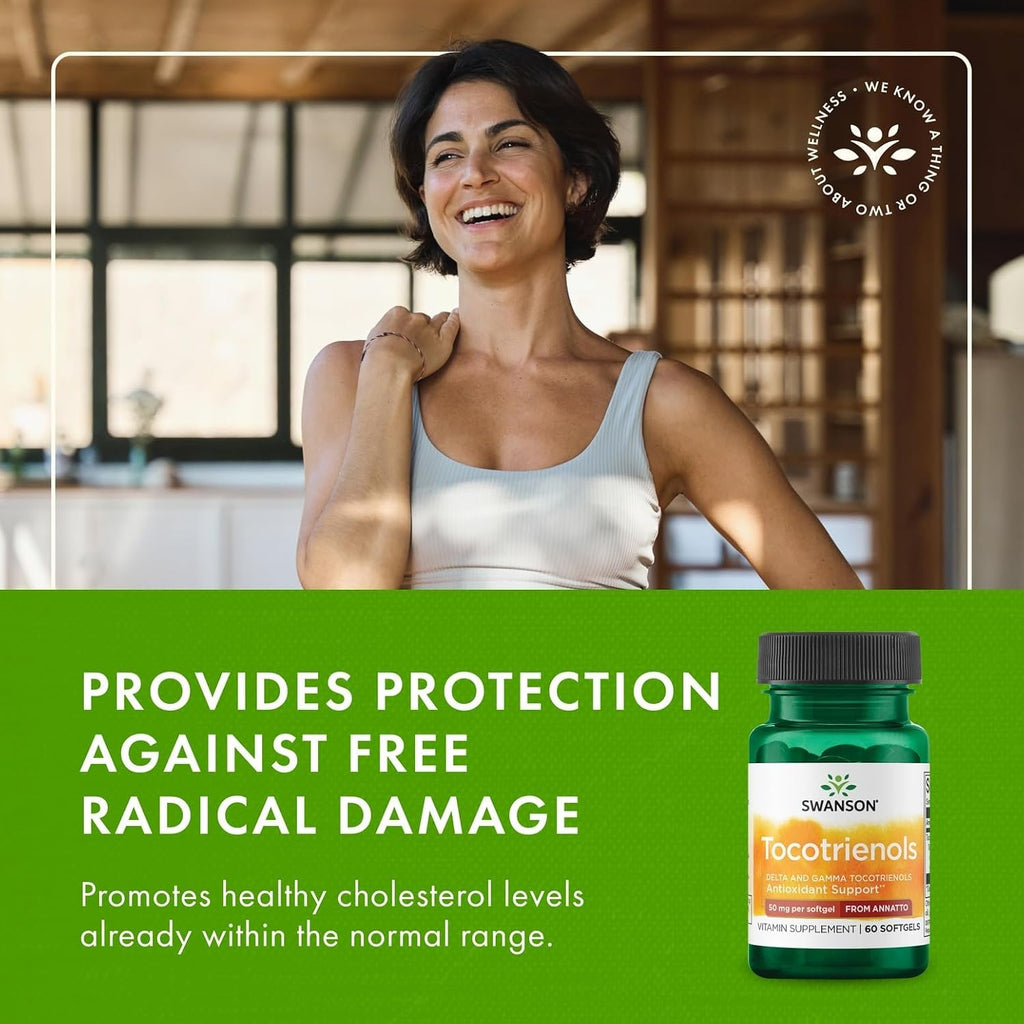 Swanson Deltagold Tocotrienoles - Annatto y Vitamina E Tocotrienoles - 99% Libre de Tocoferoles (60 Cápsulas Blandas, 50 mg)