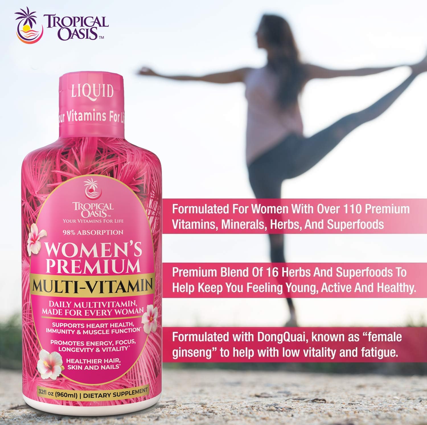 Premium Liquid Multivitamin for Women - Sugar-Free - 32 Servings