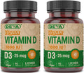DEVA Vitamina D3 Vegana - 1000 IU - 180 Comprimidos (2 Paquetes de 90)