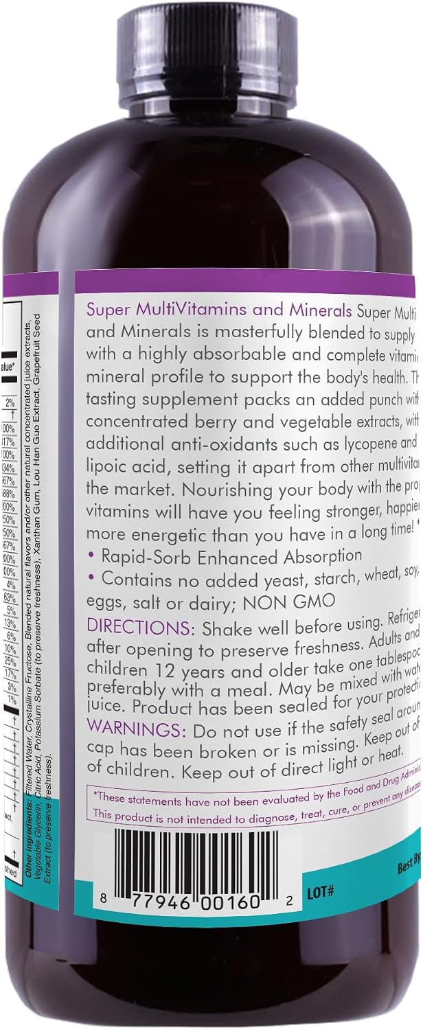 Life Solutions Super Multivitamins and Minerals - Líquido de Alta Potencia - 946 ml