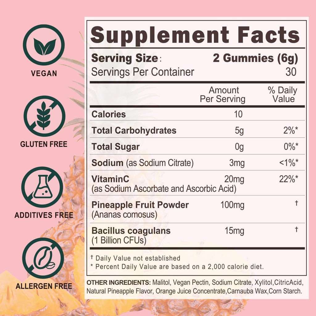 Nature Aurora Premium Feminine Balance Gummies - Apoyo al Equilibrio Femenino y Probióticos Vaginales con Vitamina C - Sabor a Piña Hawaiana - 60 Gomitas