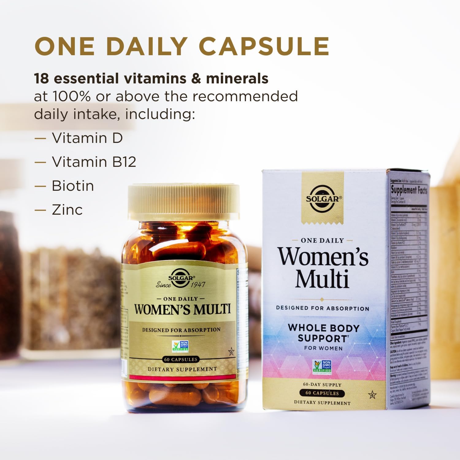 Solgar One Daily Women's Multi - Multivitamínico Completo para Mujeres, 60 Cápsulas Veganas