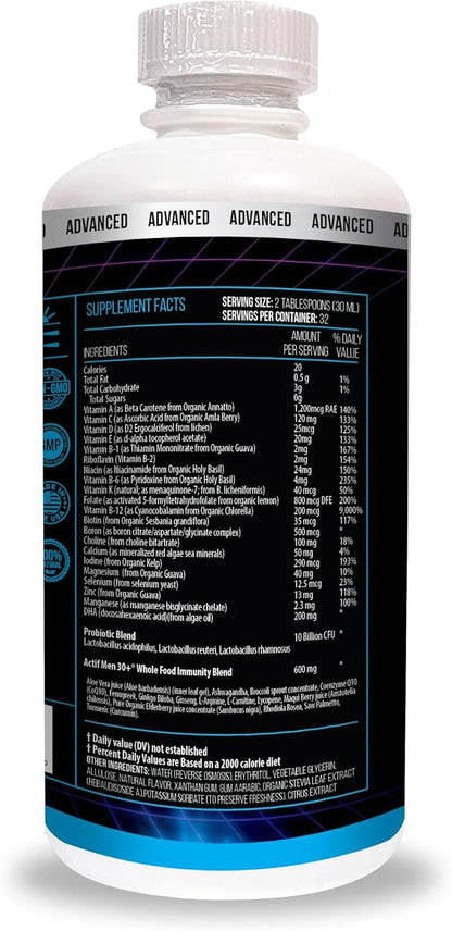 ACTIF Multivitamínico Líquido Diario para Hombres 30+ con 40 Factores Avanzados – No GMO, Hecho en EE.UU., 946 ml