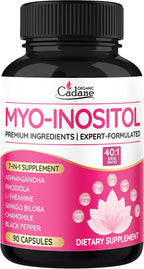 Organic Cadane Myo Inositol con Ashwagandha y Adaptógenos – 90 Cápsulas Veganas
