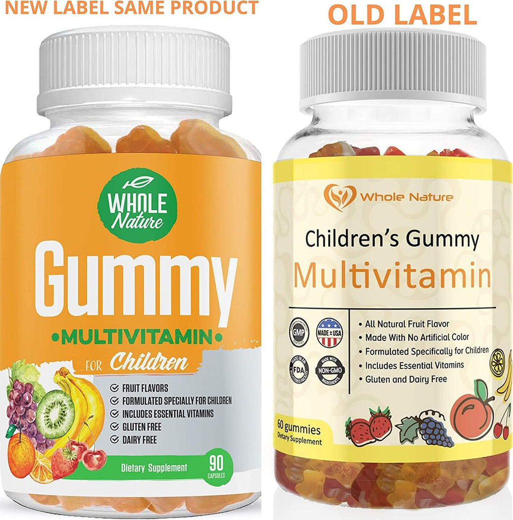 Whole Nature Multivitamínico Infantil - 90 Gomitas con Sabor a Fruta, Sin Azúcar Artificial, Sin Lácteos ni Gluten