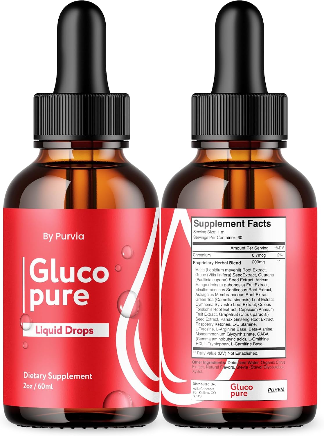 Gluco Pure Gotas Líquidas – Fórmula Avanzada para el Bienestar General (2 Frascos)