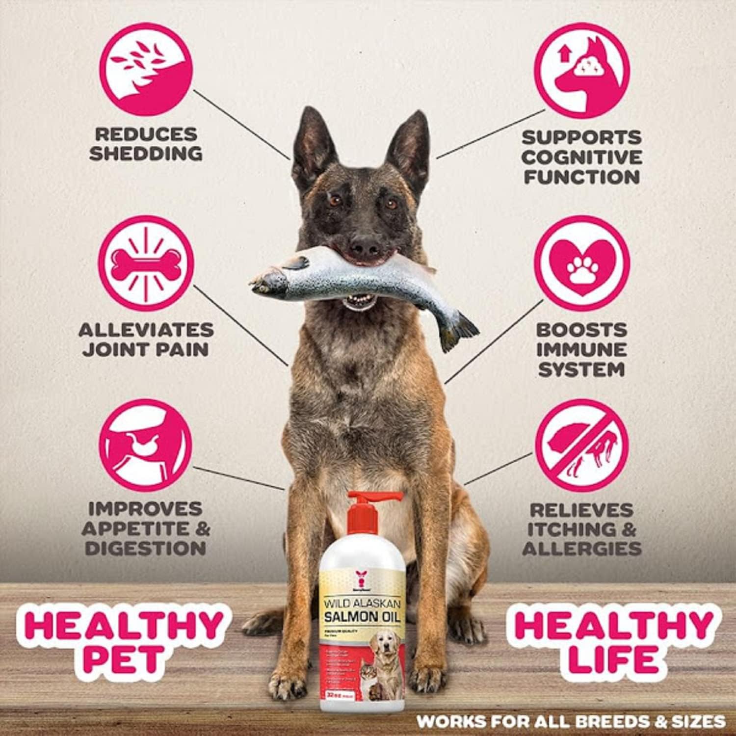 SavvyBeast Aceite de Salmón Salvaje de Alaska para Perros, Gatos y Hurones - 946 ml