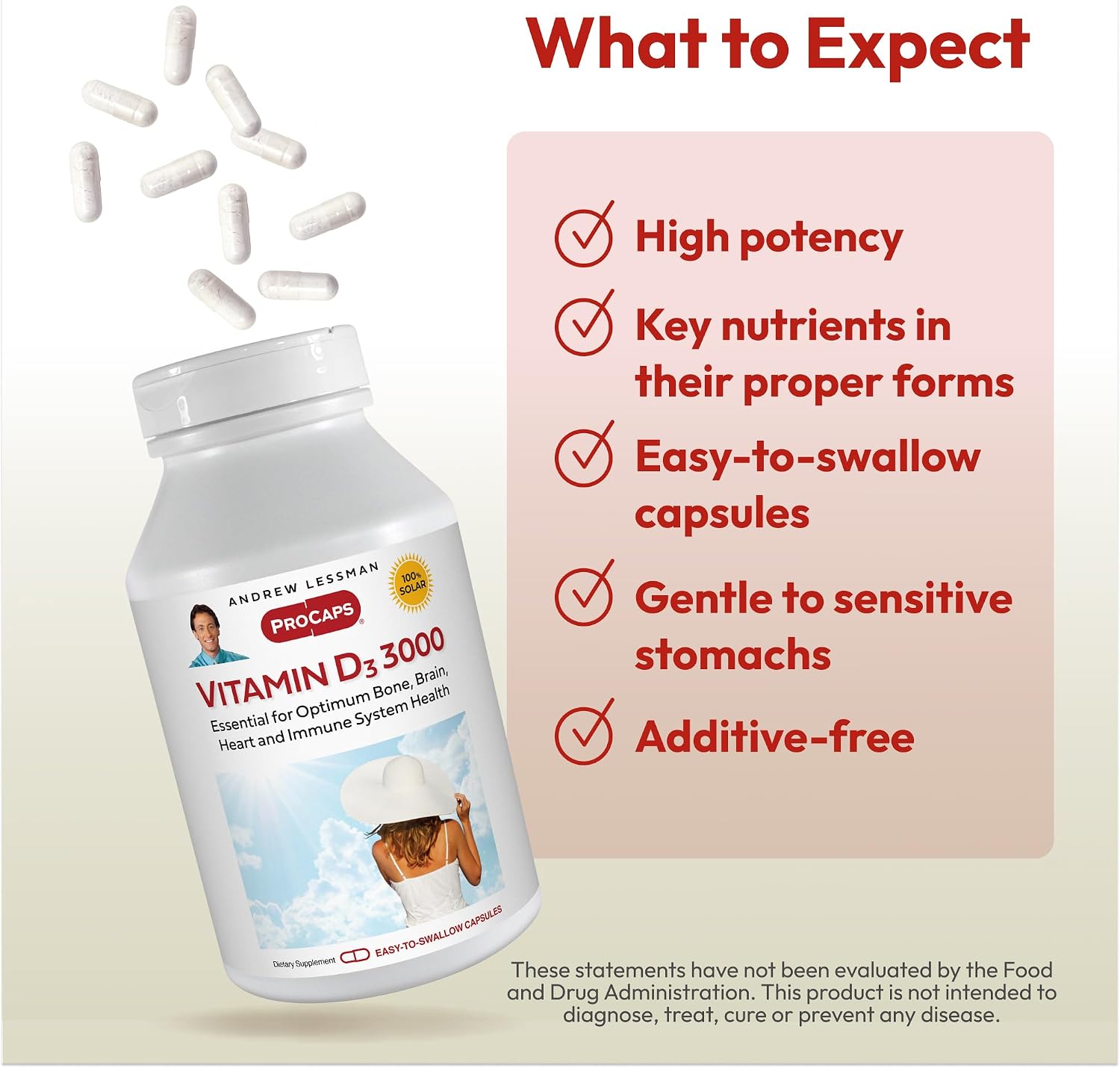 ANDREW LESSMAN Vitamina D3 3000 UI 360 Cápsulas - Alta Potencia, Esencial para la Absorción de Calcio, Apoya la Salud Ósea y el Sistema Inmunitario