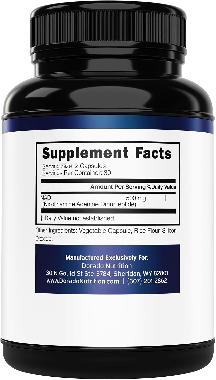 NAD+ Supplement (500mg por porción) - Nicotinamida Adenina Dinucleótido para Hombres y Mujeres - 60 Cápsulas