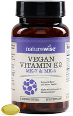 NatureWise Vitamina K2 600mcg con MK-7 100mcg y MK-4 500mcg - Complejo K para Huesos y Corazón - Vegano, Sin Gluten - 90 Cápsulas Blandas