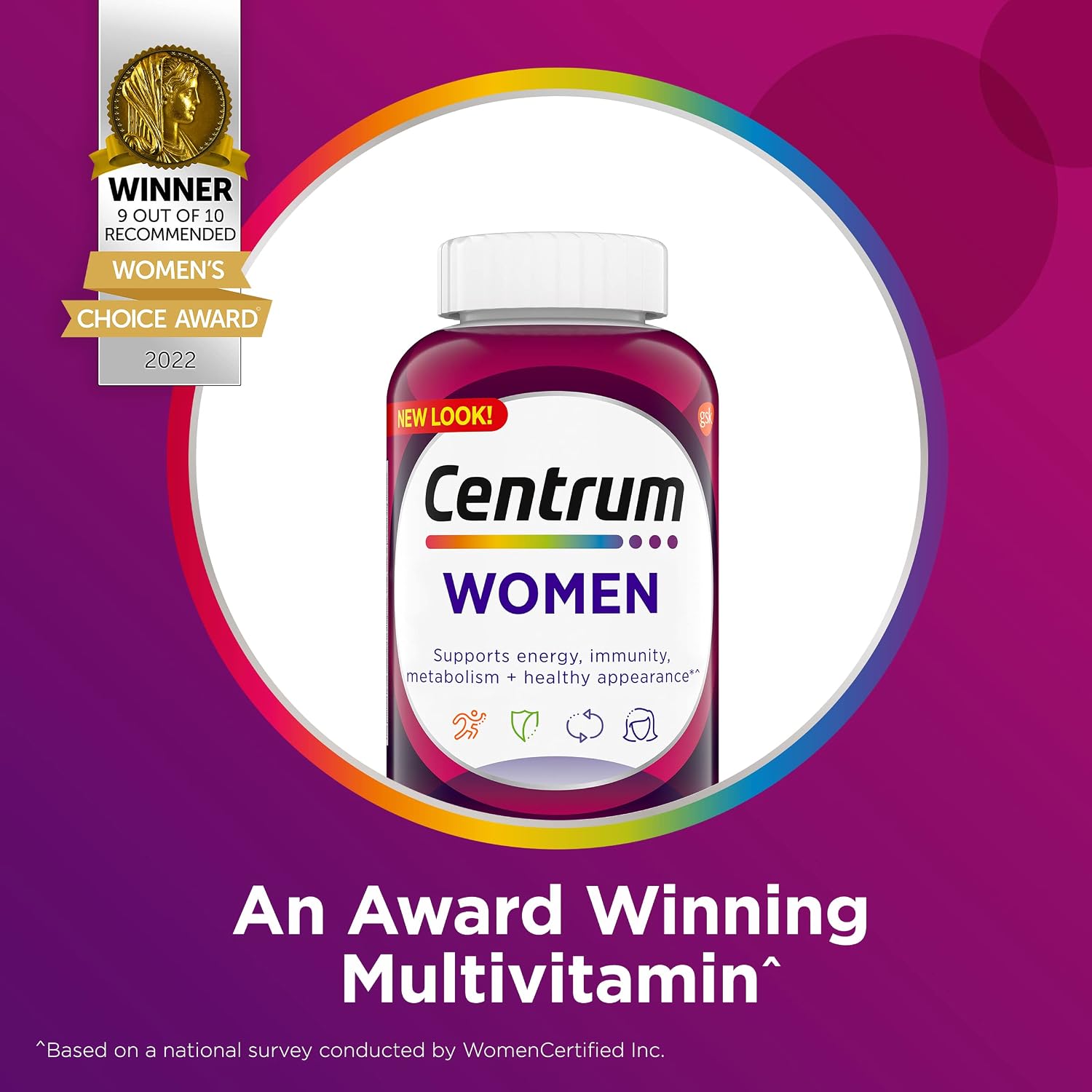 Centrum Mujeres Multivitamínico y Multimineral con Vitamina D3, 200 comprimidos