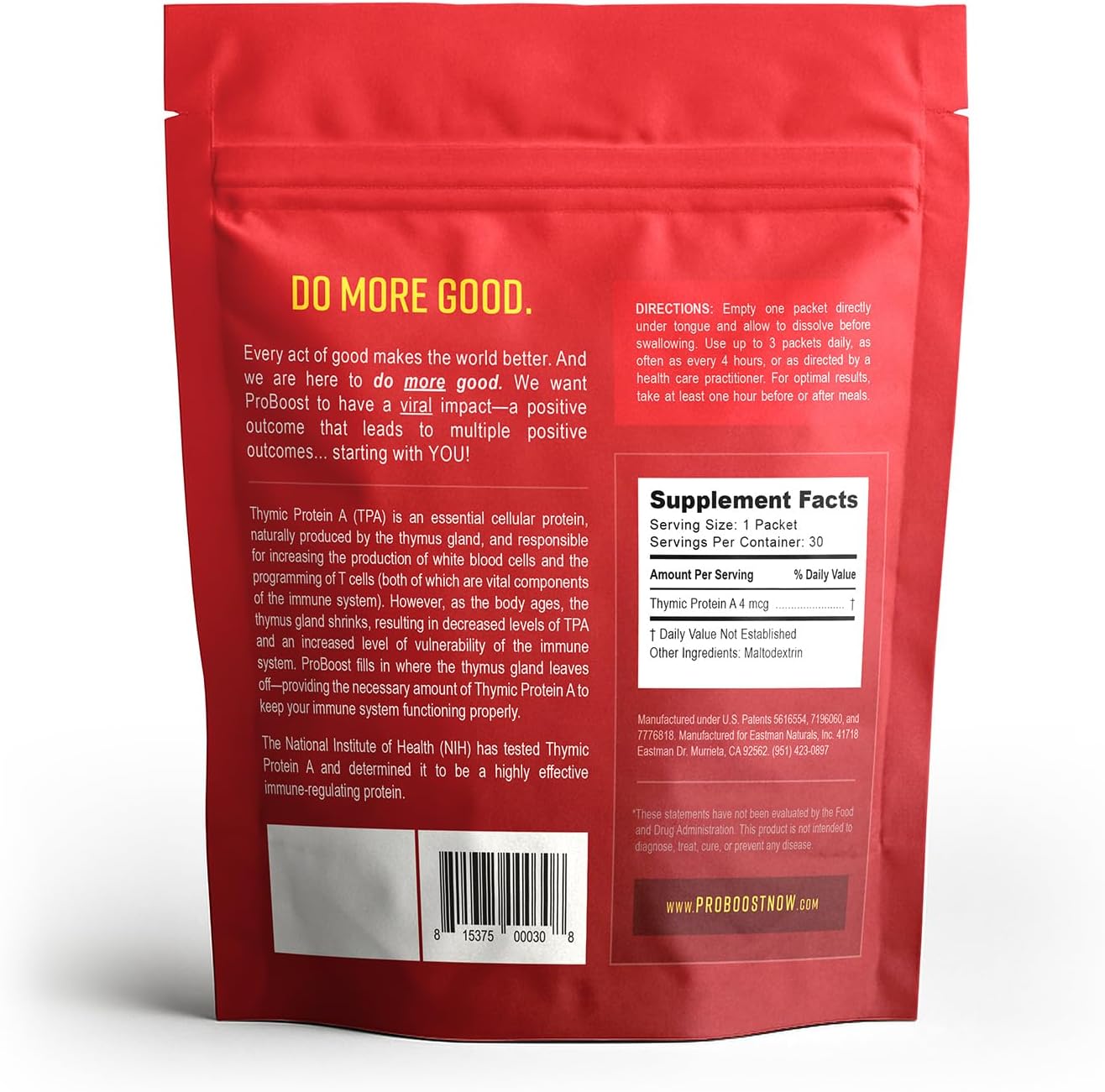 ProBoost Proteína Tímica A – Polvo Sublingual para Apoyo Inmunológico, 30 Sobres