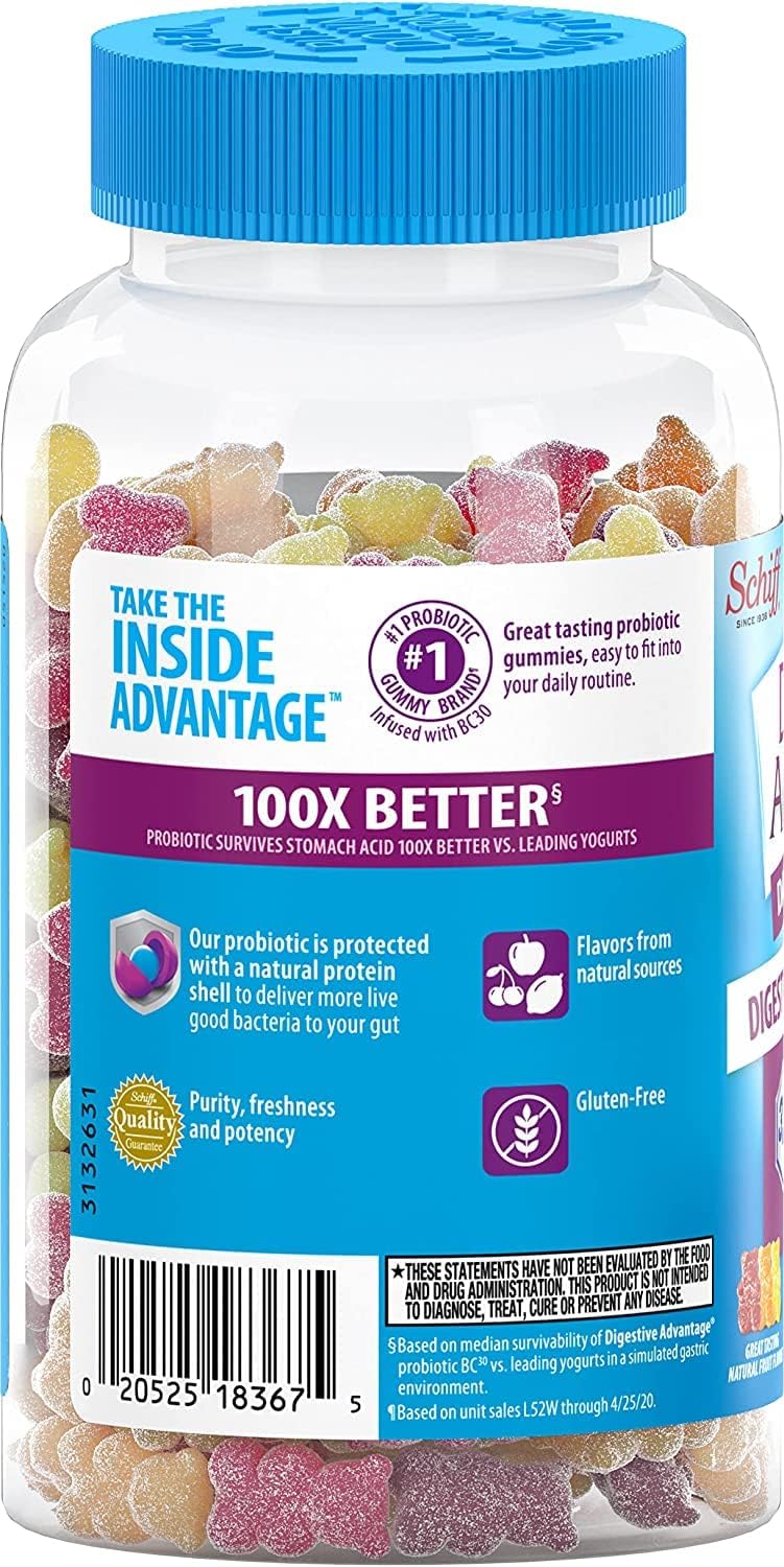 Schiff Sustenex Probiotic Gummies Assorted Fruit Flavor - 60 Gummies