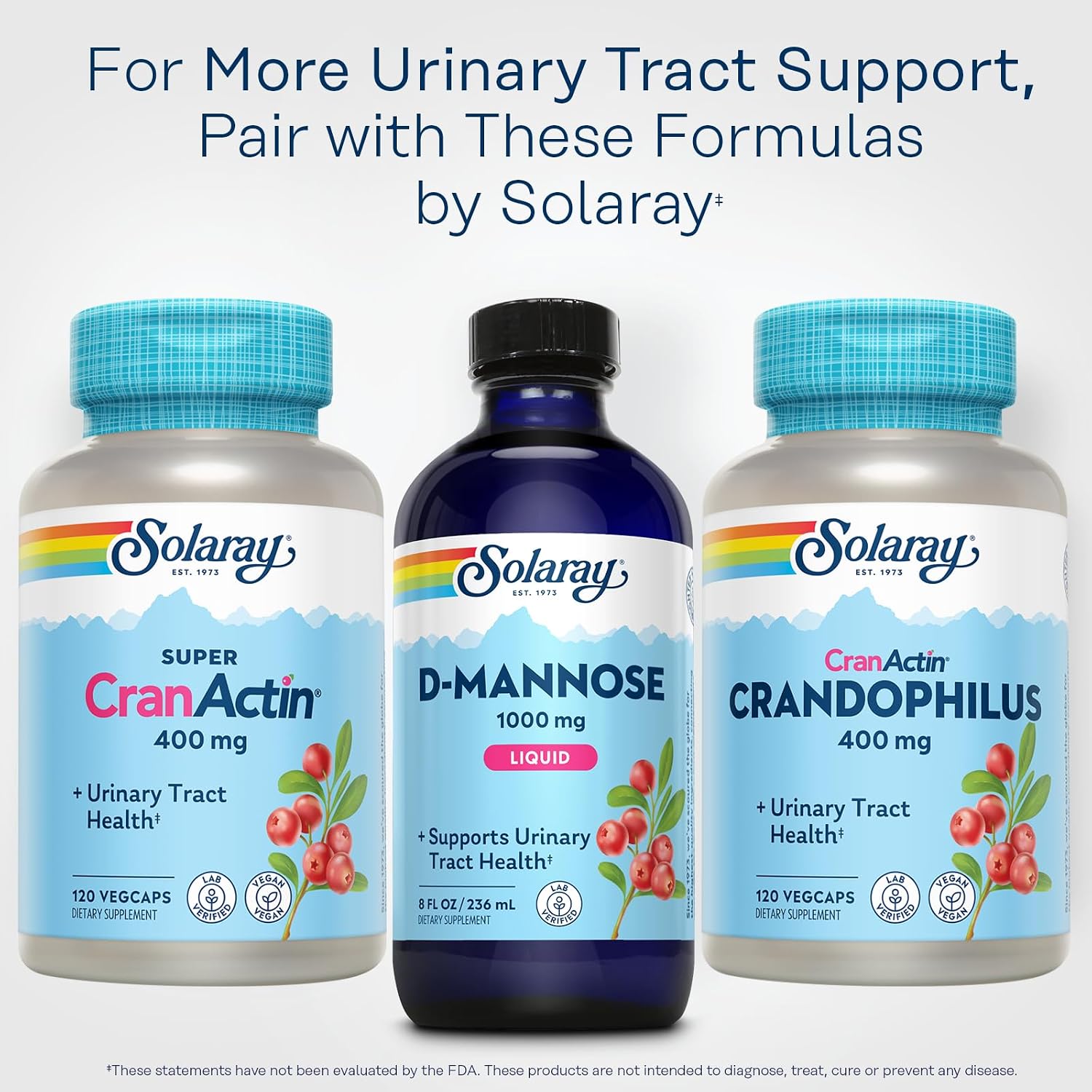 SOLARAY D-Mannosa 1000 mg Fórmula Líquida con Extracto de Arándano CranActin - Suplemento de D-Mannosa y Arándano con Vitamina C - 237 ml