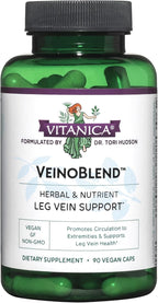 Vitanica VeinoBlend - Suplemento Circulatorio con Bromelina, Castaño de Indias, Centella Asiática, Rusco y Vitamina C - 90 Cápsulas