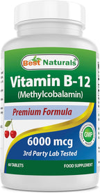 Best Naturals Vitamina B12 Metilcobalamina 6000 mcg - 120 Comprimidos Sublinguales, Pack de 3