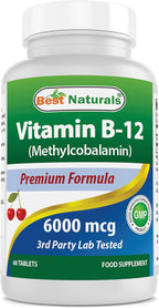 Best Naturals Vitamina B12 Metilcobalamina 6000 mcg Comprimidos Sublinguales (Pack de 3)