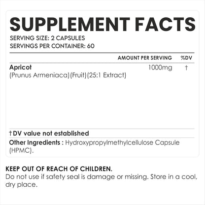 AMALTH Extracto de Albaricoque 25:1 - 120 Cápsulas Veganas (500mg por cápsula) – Image 2