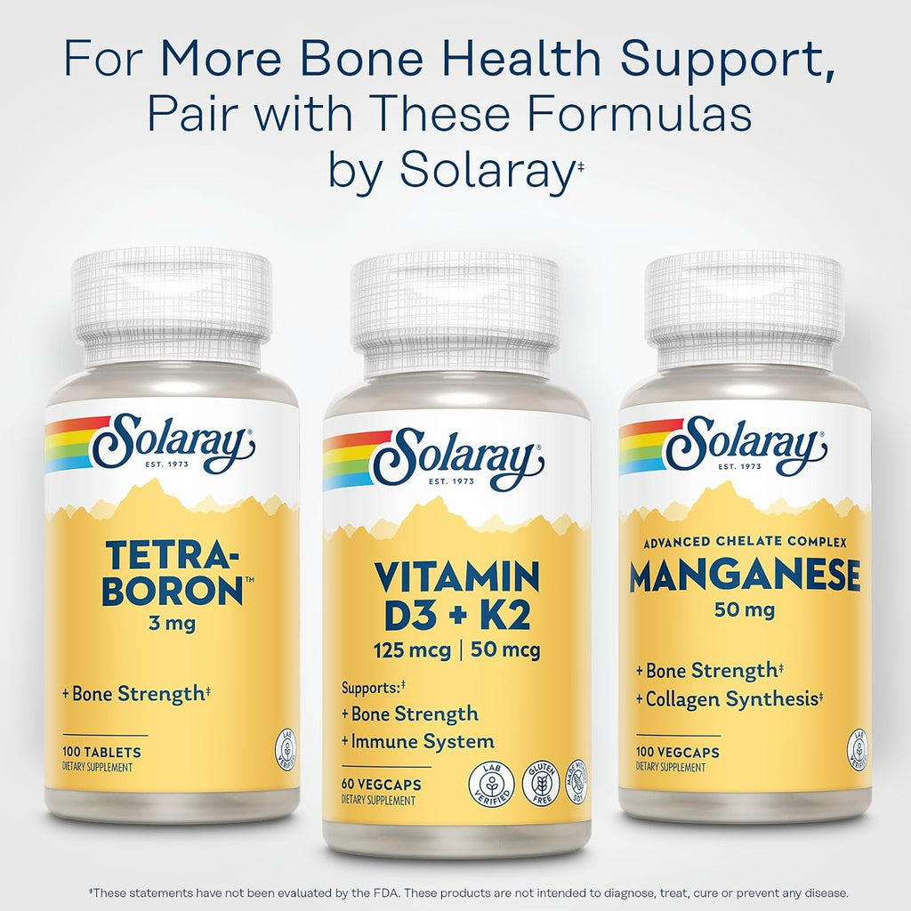 SOLARAY Vitamina D3 K2, Suplemento de Vitamina D3 y K2 para la Absorción de Calcio, Salud Ósea y Apoyo Inmunológico, Sin Soja, 60 Cápsulas Veganas