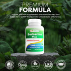Best Naturals Berberine Plus 1000mg por porción, 60 cápsulas - Contiene Berberina HCL 1000mg, Vitamina C 120mg y Gluconato de Zinc 30mg