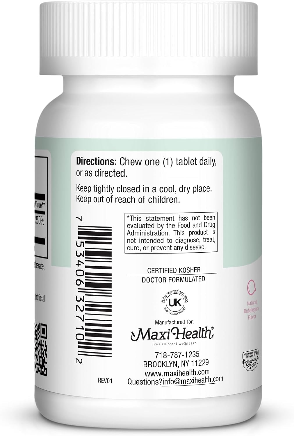 Maxi Health Vitamin D3 2000 IU Chewable - Natural Bubble Gum Flavor