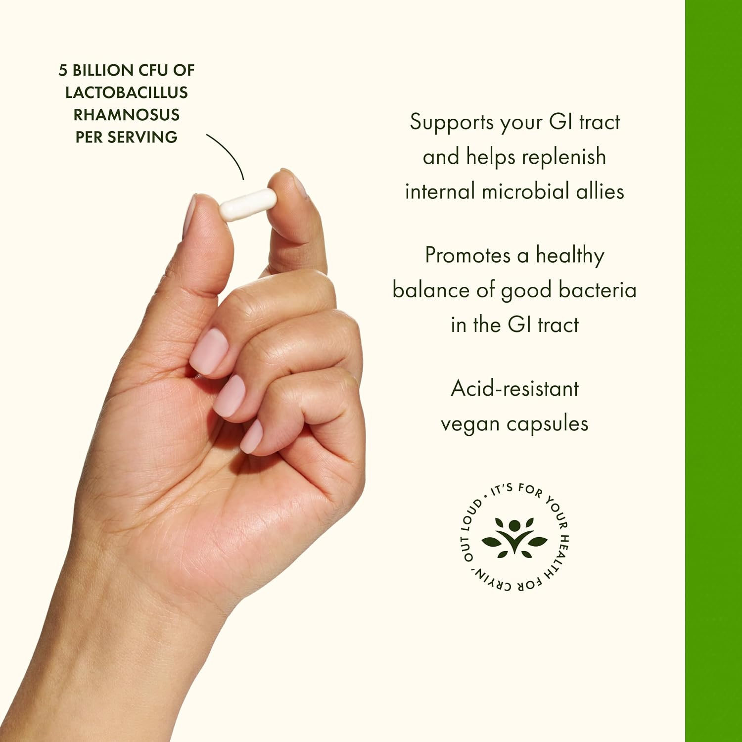 Swanson Lactobacillus Rhamnosus con FOS - 5 mil millones UFC - 60 Cápsulas Veganas