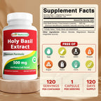 Best Naturals Extracto de Holy Basil 500 mg, 120 Cápsulas Vegetales (Pack de 2)