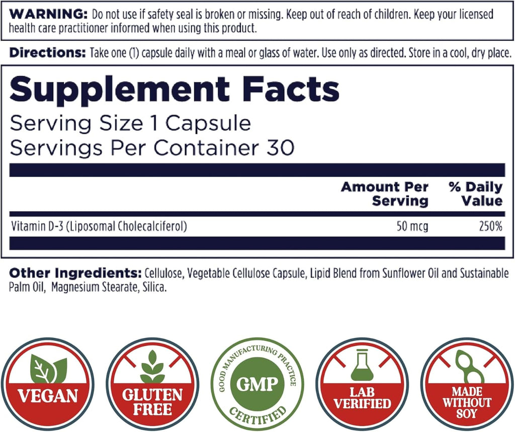 KAL Liposomal Vitamina D3 50 mcg (2000 IU) - 30 Cápsulas Veganas