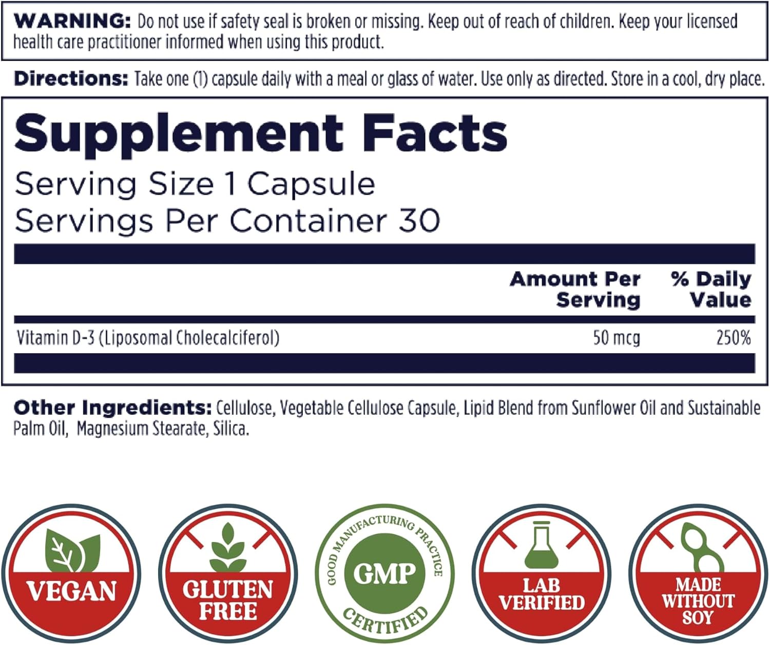 KAL Liposomal Vitamina D3 50 mcg (2000 IU) - 30 Cápsulas Veganas