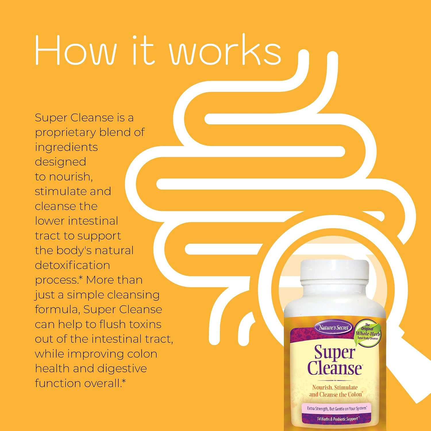 Nature's Secret Super Cleanse - Extra Strength Limpieza de Colon con 14 Hierbas y Probióticos - 200 Comprimidos