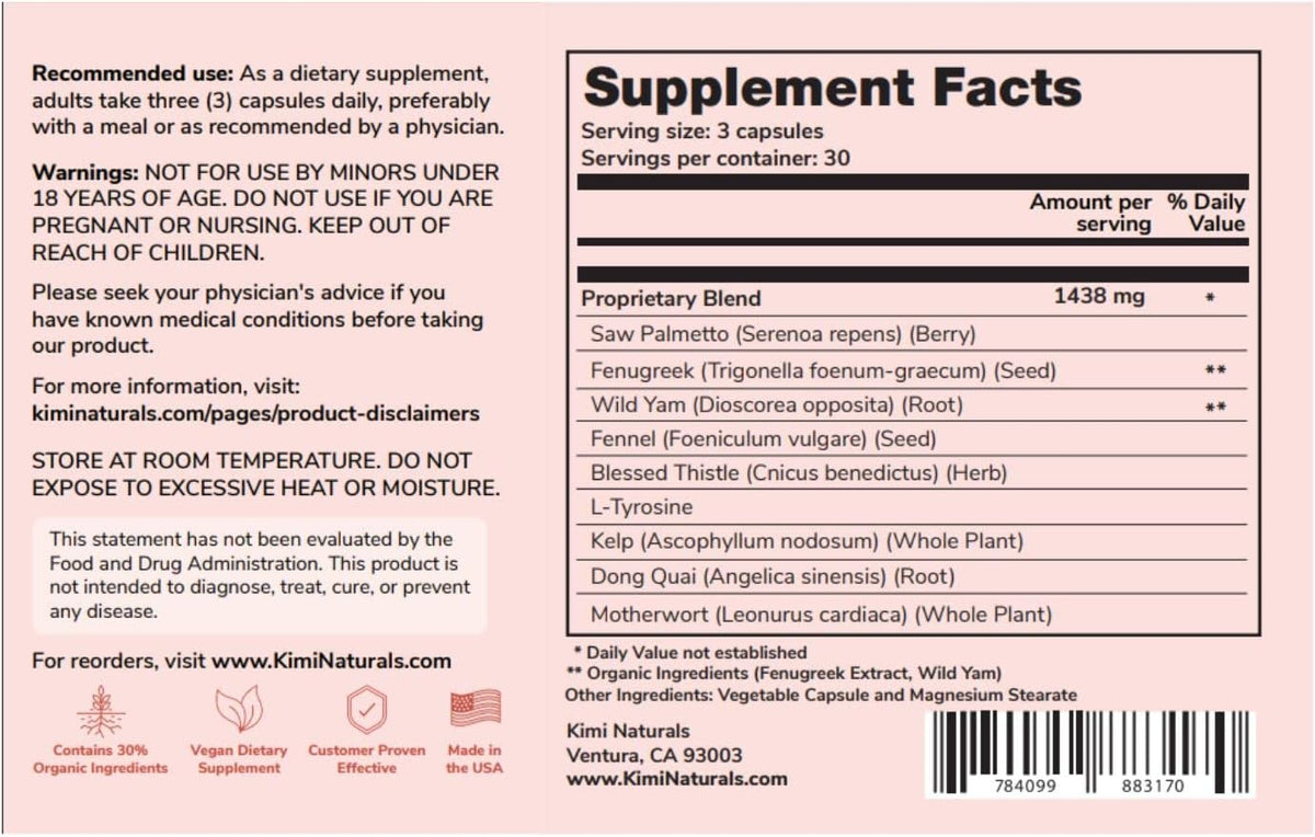 KIMI Naturals Breast Max Plus - Suplemento para el Aumento de Pecho con Fenogreco, 90 Cápsulas – Image 8