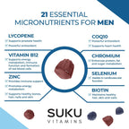 SUKU Multivitamínico Diario Gomitas Hombre - Sin Azúcar, Vegano, 60 uds