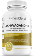 Organic Ashwagandha 1300mg con extracto de pimienta negra - Suplemento para el estado de ánimo y energía - 60 cápsulas