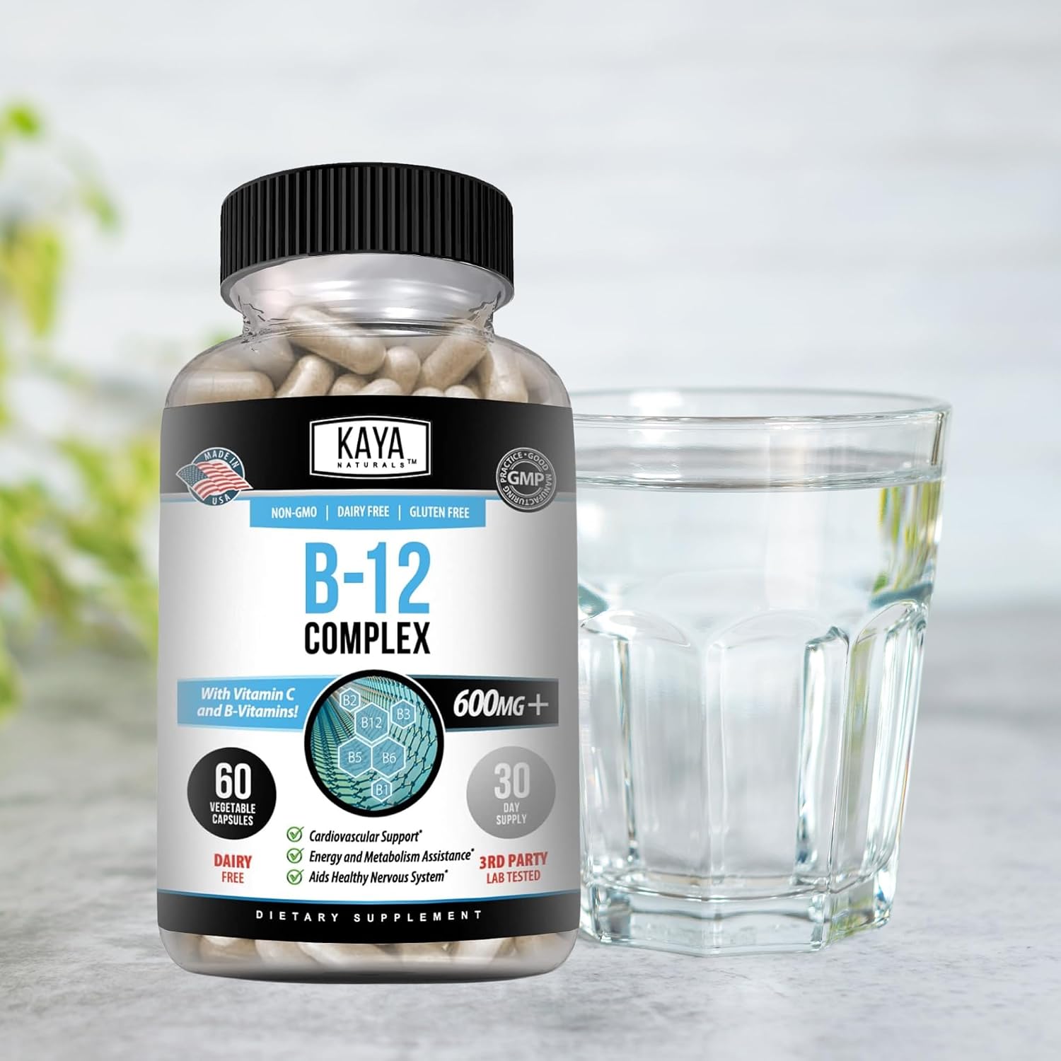 Kaya Naturals Complejo B-12 - Multivitamínico para Mujeres y Hombres - 60 Comprimidos