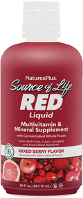NaturesPlus Source of Life RED Multivitamínico Líquido - 30 oz (887 ml) - Sabor a Bayas Mixtas