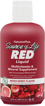 NaturesPlus Source of Life RED Multivitamínico Líquido - 30 oz (887 ml) - Sabor a Bayas Mixtas