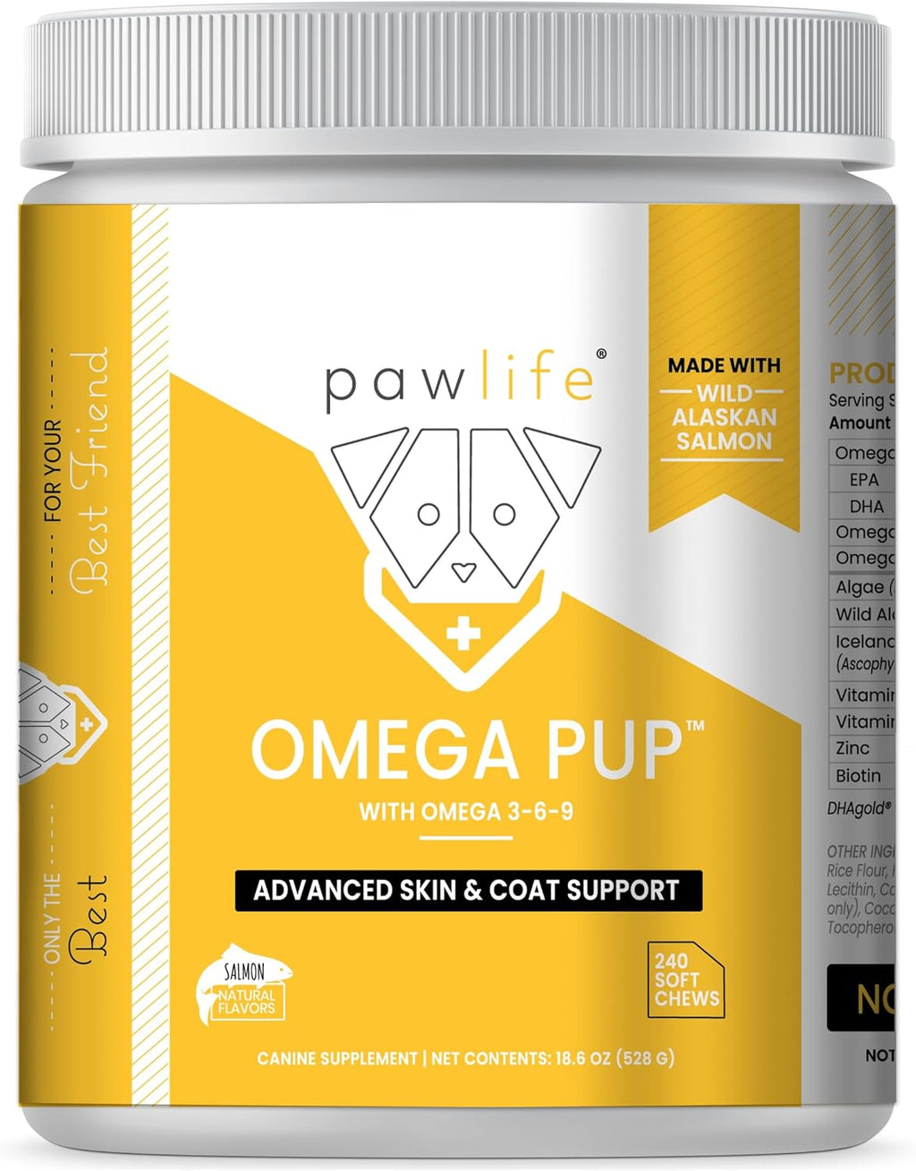 Pawlife Suplemento de Aceite de Pescado para Perros con Omega 3 - 240 Comprimidos Sabor Salmón