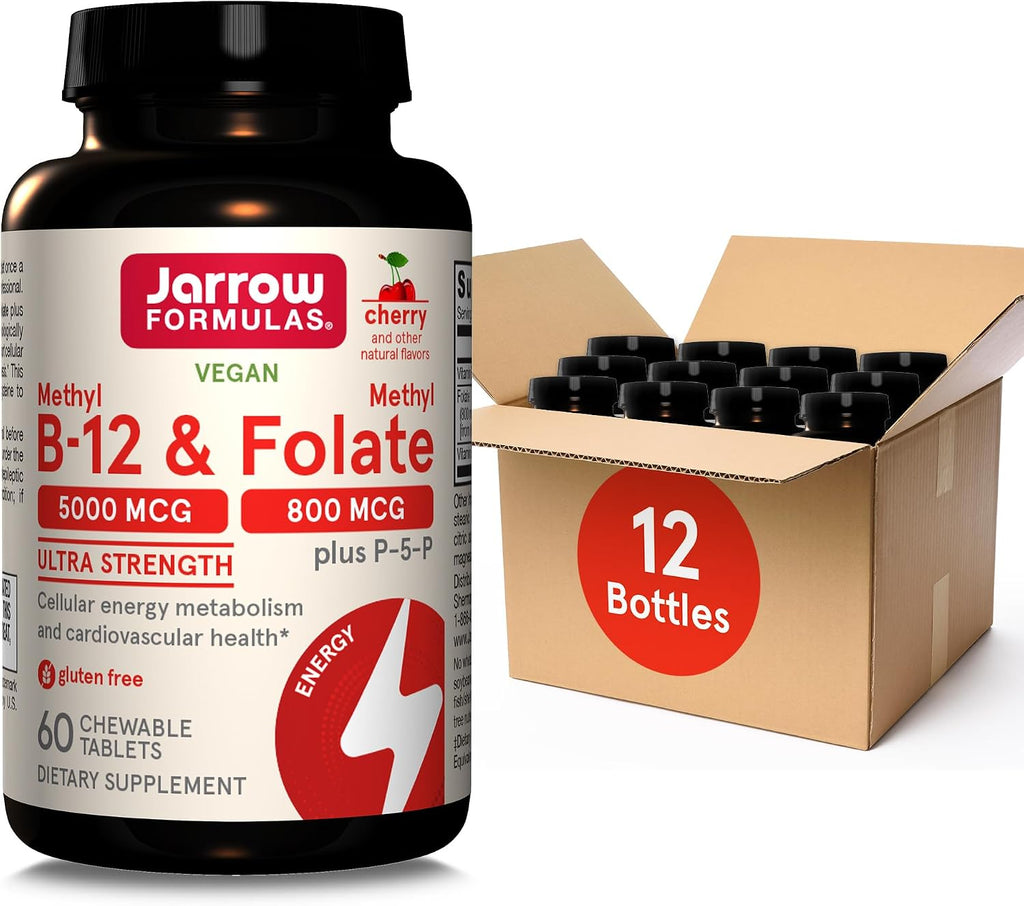 Jarrow Formulas Methyl B-12 & Methyl Folate - 60 Comprimidos Masticables