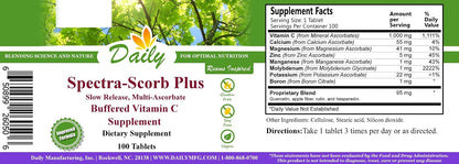 Daily Manufacturing Spectra-Scorb Plus – Vitamina C Mineral Ascorbato de Liberación Lenta (120 Comprimidos) – Image 2
