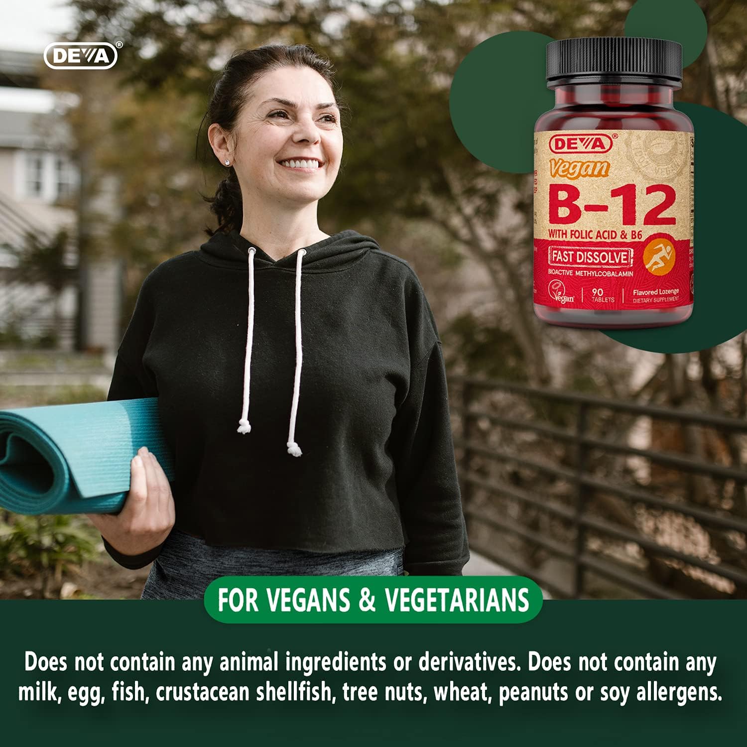 Deva Vegan Vitamina B12 con Metilcobalamina, B6 y Ácido Fólico - 1000 mcg - 90 Comprimidos
