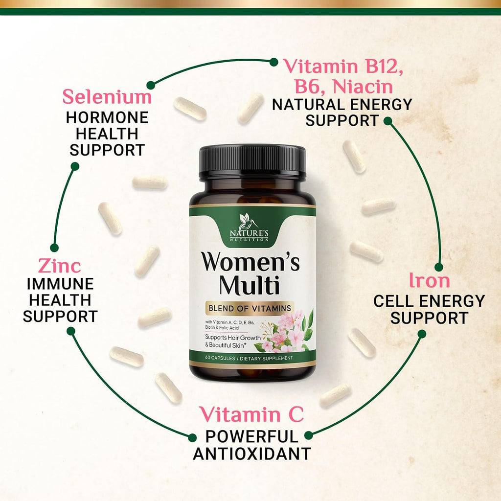 Nature's Nutrition Multivitamínico para Mujer – Complejo de Vitaminas y Minerales, 60 Cápsulas