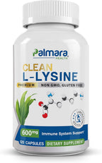 Palmara Health Clean L-Lisina 600mg, 120 Cápsulas | Vegano, No GMO y Sin Gluten